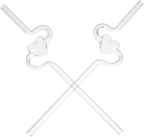 EXAOMBLE 2piezas Pareja De Pajitas Transparentes De Forma De Corazón Reutilizables Para Cócteles Bebidas San Valentín Bodas y Fiestas