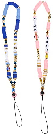 NUOBESTY 2 pezzi Cordoncino per Telefono con Perline Colorate Bracciale Antismarrimento Design Boho Malocchio Accessorio per Hiking Jogging e