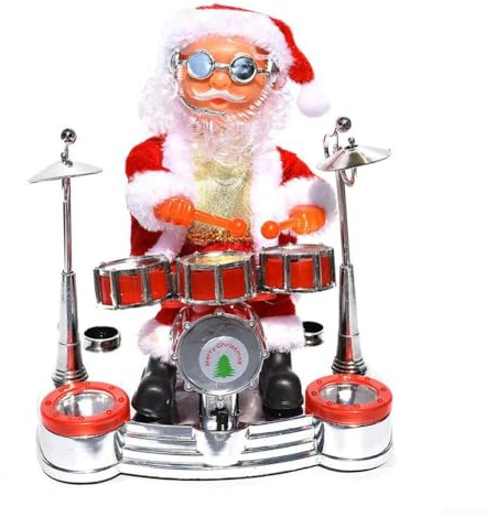 Honseadek Father Christmas Figure Singing And Dancing Santa Claus Electric Santa Claus Musical Santa Claus, Christmas Ornaments Fireplace Decoration(drum)