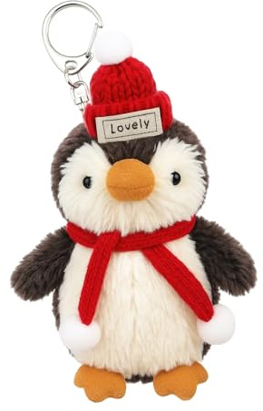 Qnvyw Pinguin Schlüsselanhänger mit Kuscheltier - Süßer Penguin Anhänger als Geschenk, Cute Schlüsselband für Tierliebhaber aus Recycling Material