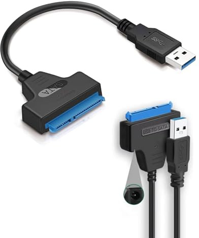 HUVZOR Cable Adaptador Disco duro USB 3.0 a SATA,para Discos Duros SSD/HDD 2.5 3.5Pulgadas,Con Puerto CC, Cable de Alimentación de 12 V/3 A no Incluido,Compatible con los Sistemas Operativos Windows