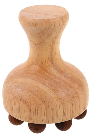 Hoement Wood Meridian Massage Brush with 12 Beads – Manual Wooden Body Meridian Massager for Full Body, Neck, Back and Legs – Natural Wood Tool for Muscle Relaxation and