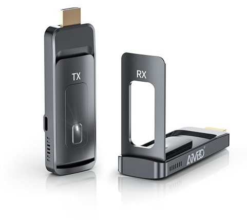 2026 AIMIBO Trådlös HDMI-sändare och mottagare, 5G HDMI-trådlös överföring på upp till 6 TV-apparater, 4K-ingång 1080p@60Hz med vikbar antenn för laptop/PC/TV-box på flera TV/bildskärm/projektor 50 M