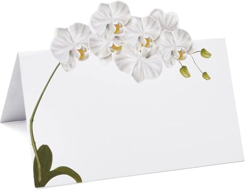 Tazuxetuqe 60 Pièces Cartes De Place Orchidées Blanches Décoration De Table Mariage Organisation Des Sièges Cartes Triangulaires Pliées