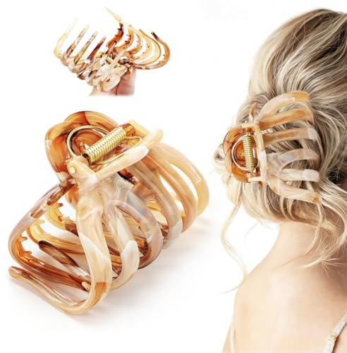 Claw Clip Vintage Haarklammer Groß 9cm Damen, Kaffeebraun | Rutschfest, Für feines und dickes Haar, Trendiger Look, Haarstyling-Zubehör