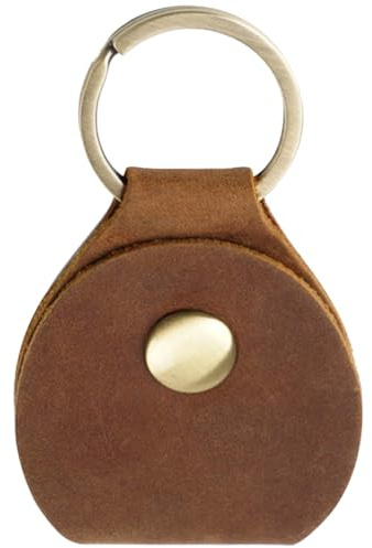 CALFOVERA Echtleder Gitarrenplektrum Schlüsselanhänger Braun Wasserdicht Kratzfest Ukulelenplektrum Schlüsselanhänger Etuis Mit Druckknopf Und Ring Für Bassgitarristen