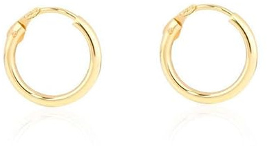 Damen & Kinder Creolen Hoop 14 x 1,2 mm Ohrstecker - Gelbgold 9 karat (375), Metall Gult guld, Ingen sten