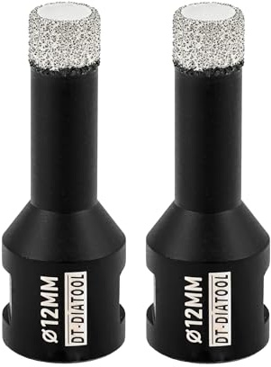 DT-DIATOOL Diamond Drill Bit 2PCS 12mm Hole Saw for Dry Drilling Tile Porcelain Marble Ceramic Granite