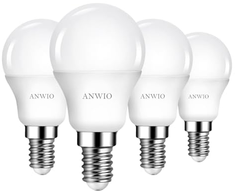 ANWIO Smarte WLAN Glühbirne E14 5W, Mehrfarbrige RGB Dimmbare Alexa Smarte Lampe 470LM, Smart Home Zubehör, Kompatibel mit Alexa, Google Assistant,Tuya App, Kein Hub notwendig, 4 Pack