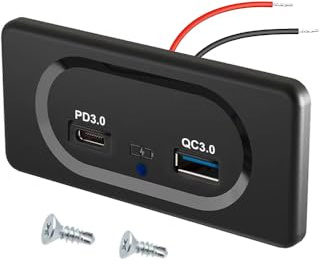 Presa USB Caricabatteria Auto 12-24 V Tipo C per Roulotte Camper Barche Caravan Motorhome Auto Presa di Ricarica con Led 2 Porte Ricarica Rapida