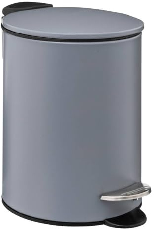 Five - Poubelle de salle de bain en métal Gris Soft Close 3 L