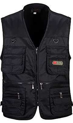 HZQIFEI Uomo Gilet da Pesca Multitasche Giubbino da Lavoro Smanicato Traspirante Outdoor Vest JRC Safari Giacche Gilet (Nero, 4XL)