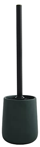MSV - Scopino per WC MAONIE con Supporto in Ceramica - Setole Resistenti all'Usura - Design Classico ed Elegante - 10,4 x 38,8 cm - Verde Scuro Opaco - Autoportante - Porta scopino WC Non Fisso