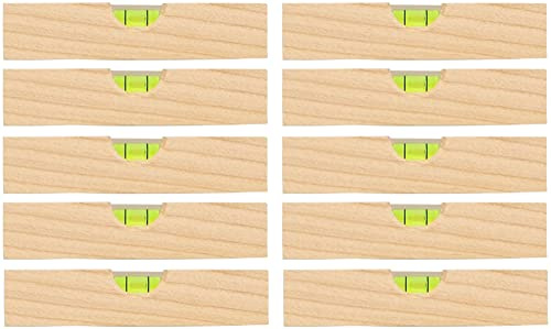 teemando® 10 X Marken Mini-Wasserwaage, 15 cm aus Eschenholz, Richtwaage mit Libelle
