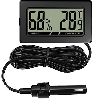 Reptilien Thermometer Hygrometer,Mini LCD Digital Reptilien Temperatur Luftfeuchtigkeitsmesser Terrarium Temperaturtest mit Sonde für Spinnen Skorpione Eidechsen Schlangen Inkubator