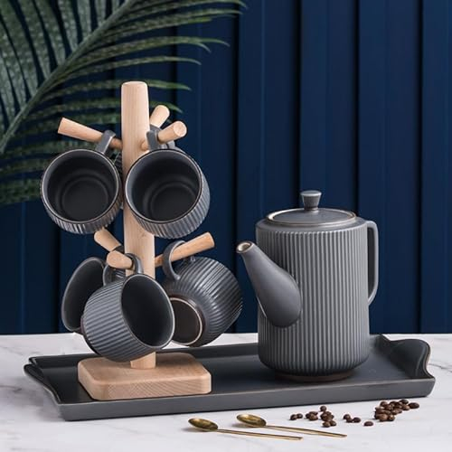 Jus Carafe d'eau Tasse à thé bouilloire ensemble tasse maison salon tasse à eau en céramique tasse à café ensemble tasse tasse à eau Thé Cruche (Color : Gris)