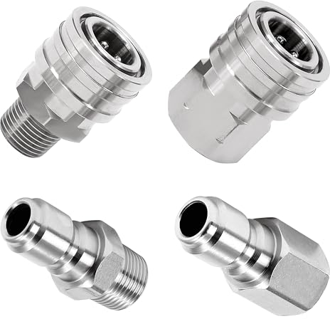 RIDGE WASHER Pressure Washer Quick Connect 3/8 Inch, Stainless Steel Power Washer Adapter Set, Pressure Washer Fittings, Female and Male NPT Thread, 4 Pcs
