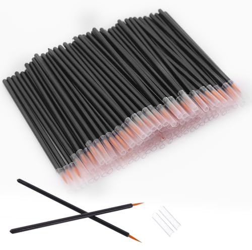 JOCEMY Lot de 100 pinceaux à eyeliner jetables, applicateur de eyeliner à pointe ultra-fine, baguettes cosmétiques pour les yeux, pinceaux de maquillage (couleur : noir)