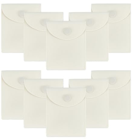 nbeads 10 Stk. Samt-Schmuckbeutel mit Knopf, 9.7x7.8cm Rechteckige Samt-Schmuck-Aufbewahrungsbeutel Luxus Geschenkbeutel für Muttertag Geschenk Schmuck Ring Halskette Armband Verpackung, Beige