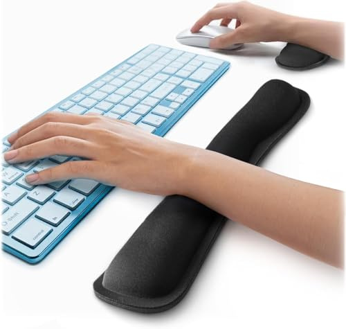 Mata1 Tastatur-Handgelenkauflage mit Mausarmstütze (schwarz), Bequeme Gelauflage aus Memory-Schaum zum Tippen und Linderung von Ellenbogenschmerzen