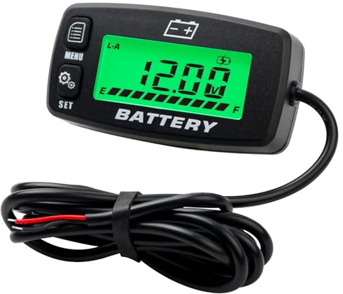 Yooreal DC12V-48V Indicatore di capacità della batteria Misuratore di tensione, avviso di alta e bassa tensione, adatto per la batteria al piombo LiFePO4 Gel AGM, funziona sul carrello da golf ecc.