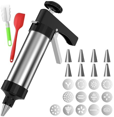 Ensemble de presse à churro, en acier inoxydable, avec 13 plateaux à biscuits et 8 buses de plastification, presse à biscuits électrique pour boulanger et magasin de biscuits