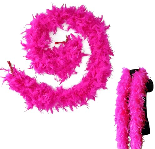 MORAINJAY Federboa,2 Meter 90g Feder Boas Flauschige Pute Federn Schal Damen,Federstola für Damen Kostüm Kleid Mädchen Tee Party,Federschal für Karneval Party,Kostüm Party (Rosenrot)