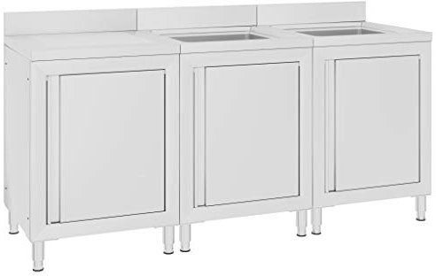 SKM Mobiletto da Cucina con Lavandino in Acciaio Inox 180x60x96 cm (Weight-72,8KG)