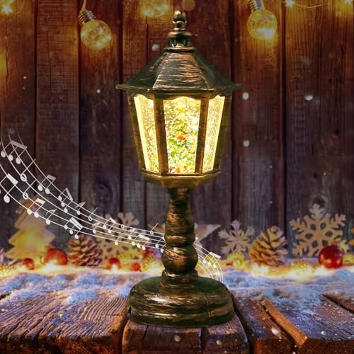 Bola de Nieve Navideña Con Música, Farol Con Luz LED Blanca Cálida, Vela, Globo Nevado Brillante, Decoración Interior