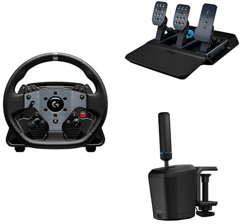 Logitech G PRO Rennlenkrad, Direktantrieb 11 Nm, TRUEFORCE Force Feedback + PRO Racing Pedals für Rennsimulationen; 100 kg Loadcell-Bremse + RS Shifter Handbrake, Playstation & PC - Schwarz