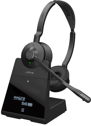 Jabra Engage 75 SE Casque stéréo sans Fil Appels Professionnels, sécurité DECT, portée de 150 m, USB-C à USB-A avec Microphone antibruit avancé, Comprend Une Base, des câbles - Noir