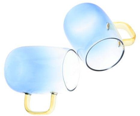 SHOWERORO 2stücke Borosilikatglas Wasserbecher Transparent Hochtemperaturbeständiger Teetassen Blau Für Zuhause Restaurant Hotel Blau