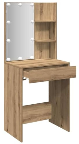 vidaXL Schminktisch mit LED-Leuchten Artisan-Eiche 60x40x140 cm
