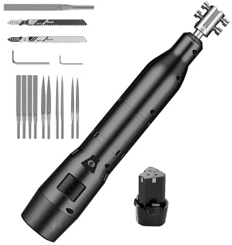 Guoyoocc Juego de Limas de Aguja,Juego de Sierra de Lima Eléctrica,Lima de Acero/Hojas de Sierra Alternativo,para Vidrio,cerámica,Talla de Madera,carburo,Corte de Perfil de joyería (4 Estilos)