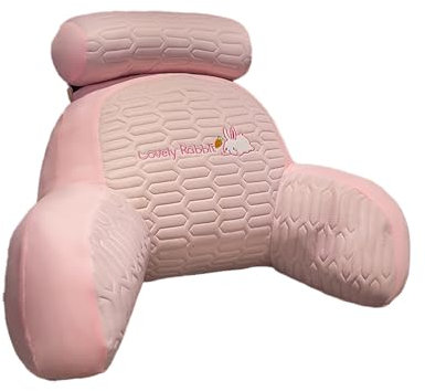 Lesekissen für Bett und Sofa Rückenkissen mit Armlehnen: Flauschiges Kissen mit Lenden und Nackenstütze Ideal für Lesen Fernsehen oder Relaxen (Kaninchen, 70 * 35 * 50cm)
