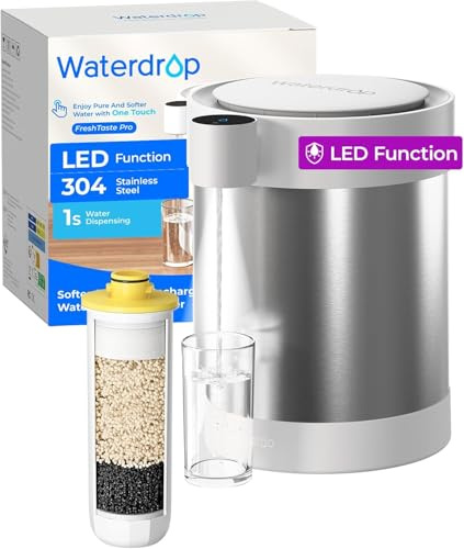 Waterdrop ED09W Elektrischer Edelstahl-Wasserfilterspender mit UV, 5,3L | 3 Monate Wasserenthärt Elektrischer Kann, Reduziert Kalzium, Magnesium Und 70+ Schadstoffe, mit 1 Filter