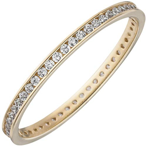 Schmaler Memory Ring aus 333 Gold Gelbgold mit Zirkonia rundum zeitlos Damen