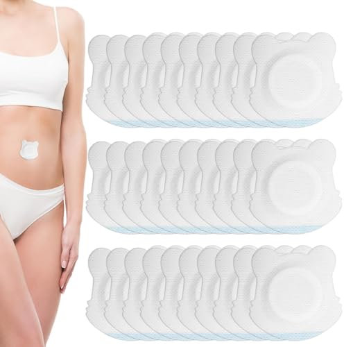 Lyreh 30pz Cerotti All'Olio di Ricino, 7x7cm Autoadesivi Altamente Assorbenti Non Riutilizzabili Cuscinetti per Olio di Ricino per Ombelico in Tessuto Non Tessuto Senza Lavaggio(Stile Piccolo Orso)