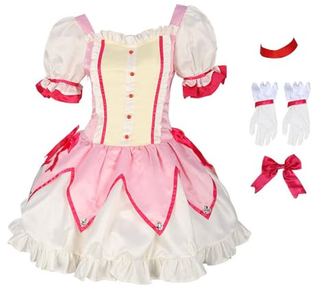 Zhongkaihua Kaname Madoka anime cosplay kostym uniform klänning med handskar strumpor hela set för kvinnor halloween fest karneval utklädningsdräkter