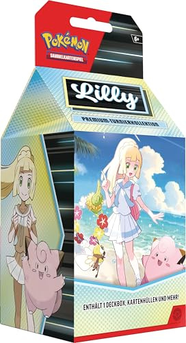 Pokémon-Sammelkartenspiel: Premium-Turnierkollektion Lilly (1 holografische Vollbild-Promokarte mit Lillys Piepi-ex, 6 zufällig gewählte Boosterpacks & Zubehör)