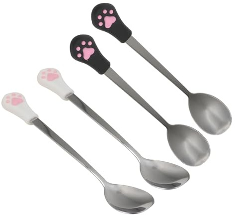 Luxshiny 4Pcs Stainless Steel Dog Cat Spoon Sturdy Pet Can Spoon for Household Feeding Use