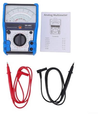 SK-88C Multimetro analogico, 11 funzioni AC/DC Tensione Corrente Resistenza Tester con Custodia in Silicone per la Riparazione di Apparecchi e Elettrici
