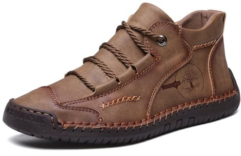 Scarpe casual tradizionali da uomo. Stivali da guida fatti a mano di fascia alta, da infilare, per viaggi, attività all'aria aperta., cachi, 47 EU