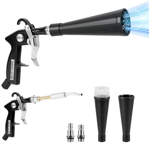 Ghekkli Pistolet de Nettoyage à Air Comprimé avec Technologie Tourbillonnante, Pistolet à Air Comprimé Professionnel pour Nettoyage Intérieur et Extérieur de Voiture, Séchage Intérieur et Nettoyage
