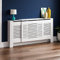 Vida Designs Milton - Copertura per termosifone, Regolabile, in Stile Moderno, a doghe in MDF Laccato Bianco, Altezza 82 cm, Larghezza 204 cm, profondità 19 cm