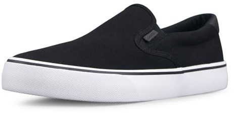Lugz Clipper Classic Slip-on Canvas Sneaker, Zapatillas Hombre, Negro, Blanco y Negro, 44 EU
