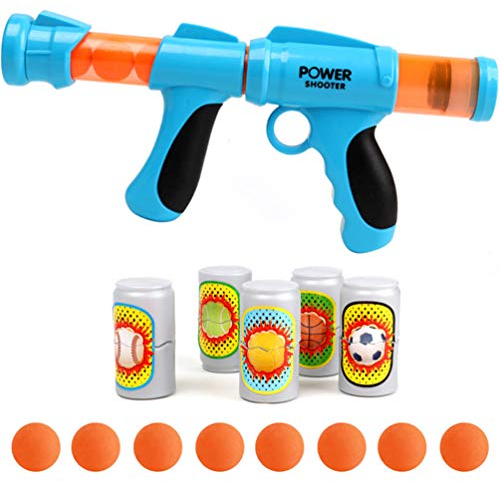 Boosns Schießen Spiel Spielzeugset Spielzeug Blaster Popper Gun mit 8 Schaumkugeln Und 5 Flaschenziele