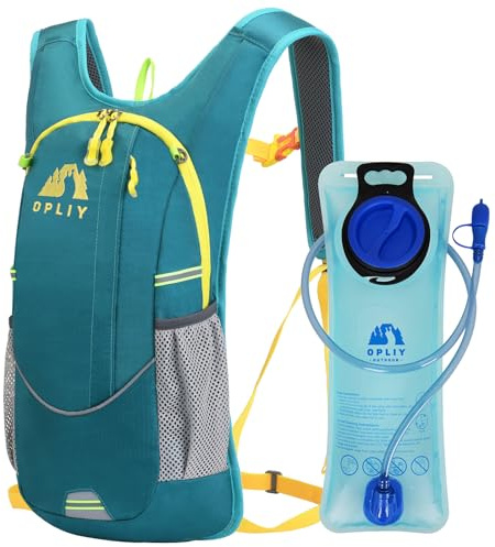 Trinkrucksack, Trinkrucksack mit 2 l Trinkblase, leichter Laufwasserrucksack für Damen, Herren, Kinder (dunkelgrün)
