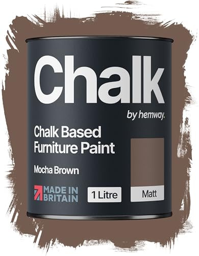 Hemway Chalk Based Furniture Paint, Mocha Brown 1L, Matt Finish | Shabby Chic, Chalk Paint Furniture & Walls, Quick Dry & 1 Coat