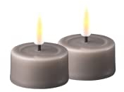 Deluxe Homeart Flammenloses LED-Jumbo-Teelicht-Set für den Innenbereich, mit Real Flame™-Technologie, batteriebetriebene Kerze (grau)